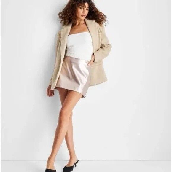 Future Collective Dresses & Skirts - NWT Future Collective Champagne Metallic Mini Skirt Extra Large XL Womens